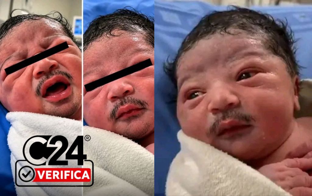 ¿Es verdadero el video viral en redes sociales y las imágenes del bebé con bigote?