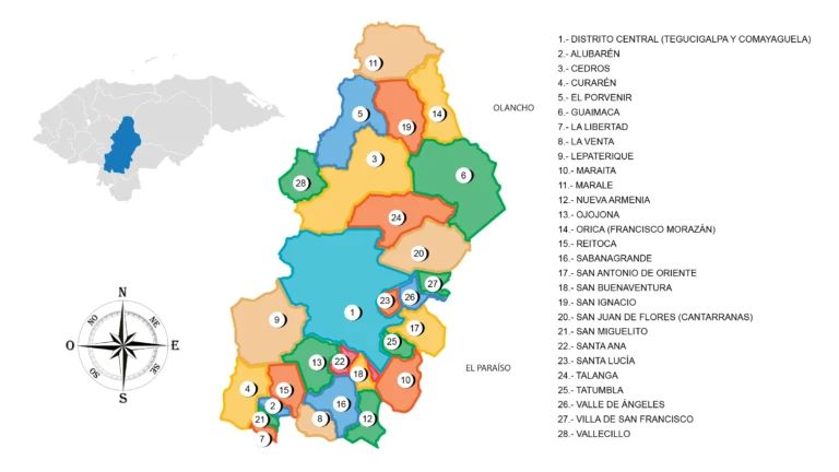 ¿Cuáles son los municipios de Francisco Morazán, Honduras?